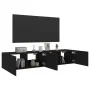 Wall-mounted TV furniture with LED lights 2 units black 80x35x31 cm by , TV Furniture - Ref: Foro24-837284, Price: 115,83 €, ...