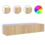 Wall-mounted TV furniture with LED lights 2 units Sonoma oak 80x35x31 cm by , TV Furniture - Ref: Foro24-837286, Price: 100,1...
