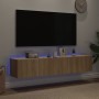 Wandfernseher Möbel LED-Leuchten 2 Stück Sonoma Eiche 80x35x31 cm von , TV-Möbel - Ref: Foro24-837286, Preis: 101,58 €, Rabat...