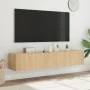 Wall-mounted TV furniture with LED lights 2 units Sonoma oak 80x35x31 cm by , TV Furniture - Ref: Foro24-837286, Price: 100,1...
