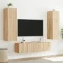 Wall-mounted TV furniture with LED lights 2 units Sonoma oak 80x35x31 cm by , TV Furniture - Ref: Foro24-837286, Price: 100,1...