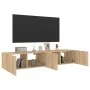 Wall-mounted TV furniture with LED lights 2 units Sonoma oak 80x35x31 cm by , TV Furniture - Ref: Foro24-837286, Price: 100,1...