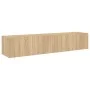 Wall-mounted TV furniture with LED lights 2 units Sonoma oak 80x35x31 cm by , TV Furniture - Ref: Foro24-837286, Price: 100,1...