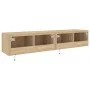 Wall-mounted TV furniture with LED lights 2 units Sonoma oak 80x35x31 cm by , TV Furniture - Ref: Foro24-837286, Price: 100,1...