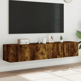 Muebles TV de pared luces LED 2 uds roble ahumado 80x35x31 cm de , Muebles TV - Ref: Foro24-837290, Precio: 100,76 €, Descuen...