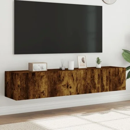 TV-Wandmöbel LED-Leuchten 2 Stück Räuchereiche 80x35x31 cm von , TV-Möbel - Ref: Foro24-837290, Preis: 100,76 €, Rabatt: %
