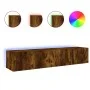 TV-Wandmöbel LED-Leuchten 2 Stück Räuchereiche 80x35x31 cm von , TV-Möbel - Ref: Foro24-837290, Preis: 100,76 €, Rabatt: %