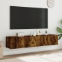 Muebles TV de pared luces LED 2 uds roble ahumado 80x35x31 cm de , Muebles TV - Ref: Foro24-837290, Precio: 105,40 €, Descuen...