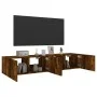 TV-Wandmöbel LED-Leuchten 2 Stück Räuchereiche 80x35x31 cm von , TV-Möbel - Ref: Foro24-837290, Preis: 100,76 €, Rabatt: %