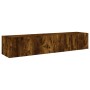 Muebles TV de pared luces LED 2 uds roble ahumado 80x35x31 cm de , Muebles TV - Ref: Foro24-837290, Precio: 105,40 €, Descuen...