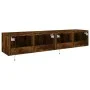 TV-Wandmöbel LED-Leuchten 2 Stück Räuchereiche 80x35x31 cm von , TV-Möbel - Ref: Foro24-837290, Preis: 100,76 €, Rabatt: %