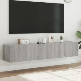 Muebles TV de pared con luces LED 2 uds gris Sonoma 80x35x31 cm de , Muebles TV - Ref: Foro24-837292, Precio: 103,89 €, Descu...