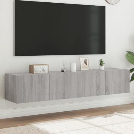 Muebles TV de pared con luces LED 2 uds gris Sonoma 80x35x31 cm de , Muebles TV - Ref: Foro24-837292, Precio: 105,40 €, Descu...
