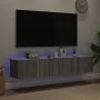 Wall-mounted TV furniture with LED lights 2 units gray Sonoma 80x35x31 cm by , TV Furniture - Ref: Foro24-837292, Price: 103,...