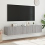 Muebles TV de pared con luces LED 2 uds gris Sonoma 80x35x31 cm de , Muebles TV - Ref: Foro24-837292, Precio: 105,40 €, Descu...