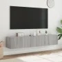 Wall-mounted TV furniture with LED lights 2 units gray Sonoma 80x35x31 cm by , TV Furniture - Ref: Foro24-837292, Price: 103,...