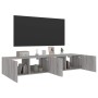 Muebles TV de pared con luces LED 2 uds gris Sonoma 80x35x31 cm de , Muebles TV - Ref: Foro24-837292, Precio: 105,40 €, Descu...