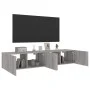 Wall-mounted TV furniture with LED lights 2 units gray Sonoma 80x35x31 cm by , TV Furniture - Ref: Foro24-837292, Price: 103,...