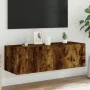 Wand-TV-Möbel mit LED-Leuchten, Räuchereiche 100x35x31 cm von , TV-Möbel - Ref: Foro24-837299, Preis: 57,39 €, Rabatt: %