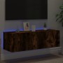 Wand-TV-Möbel mit LED-Leuchten, Räuchereiche 100x35x31 cm von , TV-Möbel - Ref: Foro24-837299, Preis: 58,09 €, Rabatt: %