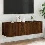 Mueble de TV de pared con luces LED marrón roble 100x35x31 cm de , Muebles TV - Ref: Foro24-837301, Precio: 58,25 €, Descuent...