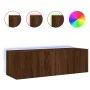 Mueble de TV de pared con luces LED marrón roble 100x35x31 cm de , Muebles TV - Ref: Foro24-837301, Precio: 58,25 €, Descuent...