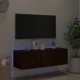 Mueble de TV de pared con luces LED marrón roble 100x35x31 cm de , Muebles TV - Ref: Foro24-837301, Precio: 58,25 €, Descuent...