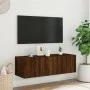 Mueble de TV de pared con luces LED marrón roble 100x35x31 cm de , Muebles TV - Ref: Foro24-837301, Precio: 58,25 €, Descuent...