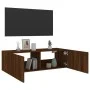 Mueble de TV de pared con luces LED marrón roble 100x35x31 cm de , Muebles TV - Ref: Foro24-837301, Precio: 58,25 €, Descuent...