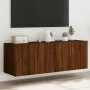 Muebles TV de pared luces LED 2 uds marrón roble 60x35x41 cm de , Muebles TV - Ref: Foro24-837315, Precio: 90,76 €, Descuento: %