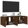 Wand-TV-Möbel mit LED-Lichtern, 2 Stück, braune Eiche, 60x35x41 cm. von , TV-Möbel - Ref: Foro24-837315, Preis: 91,90 €, Raba...