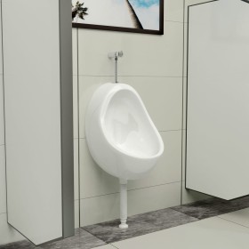 Urinario de pared con válvula de descarga cerámica blanco