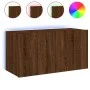 Wall-mounted TV stand with LED lights in brown oak color, measuring 80x35x41 cm. by , TV Furniture - Ref: Foro24-837322, Pric...