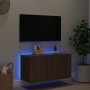 Mueble de TV de pared con luces LED marrón roble 80x35x41 cm de , Muebles TV - Ref: Foro24-837322, Precio: 59,40 €, Descuento: %