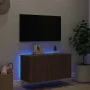Wall-mounted TV stand with LED lights in brown oak color, measuring 80x35x41 cm. by , TV Furniture - Ref: Foro24-837322, Pric...