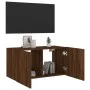 Wall-mounted TV stand with LED lights in brown oak color, measuring 80x35x41 cm. by , TV Furniture - Ref: Foro24-837322, Pric...
