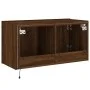 Wall-mounted TV stand with LED lights in brown oak color, measuring 80x35x41 cm. by , TV Furniture - Ref: Foro24-837322, Pric...