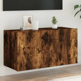Wall-mounted TV stand with smoked oak LED lights 80x35x41 cm by , TV Furniture - Ref: Foro24-837320, Price: 57,10 €, Discount: %