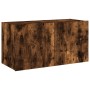 Mueble de TV de pared con luces LED roble ahumado 80x35x41 cm de , Muebles TV - Ref: Foro24-837320, Precio: 57,73 €, Descuent...