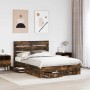 Estructura de cama con cajón Roble ahumado 140 x 200 cm en Conjuntos de muebles | Comprar online en Foro24