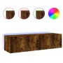 TV-Wandmöbel LED-Leuchten 2 Stück Räuchereiche 60x35x31 cm von , TV-Möbel - Ref: Foro24-837276, Preis: 84,87 €, Rabatt: %