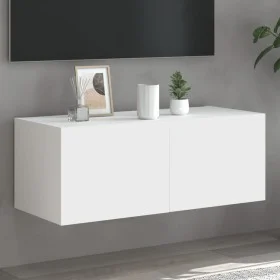 Wall TV cabinet with LED lights white 80x35x31 cm by , TV Furniture - Ref: Foro24-837281, Price: 58,38 €, Discount: %