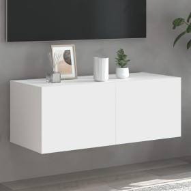 Wandmontierter TV-Schrank mit LED-Leuchten weiß 80x35x31 cm von , TV-Möbel - Ref: Foro24-837281, Preis: 60,27 €, Rabatt: %