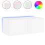 Wandmontierter TV-Schrank mit LED-Leuchten weiß 80x35x31 cm von , TV-Möbel - Ref: Foro24-837281, Preis: 60,27 €, Rabatt: %
