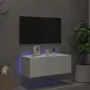 Wandmontierter TV-Schrank mit LED-Leuchten weiß 80x35x31 cm von , TV-Möbel - Ref: Foro24-837281, Preis: 58,35 €, Rabatt: %