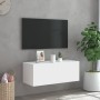 Wandmontierter TV-Schrank mit LED-Leuchten weiß 80x35x31 cm von , TV-Möbel - Ref: Foro24-837281, Preis: 60,27 €, Rabatt: %
