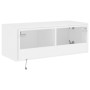Wandmontierter TV-Schrank mit LED-Leuchten weiß 80x35x31 cm von , TV-Möbel - Ref: Foro24-837281, Preis: 60,27 €, Rabatt: %