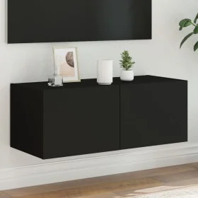 Wall-mounted TV cabinet with LED lights black 80x35x31 cm by , TV Furniture - Ref: Foro24-837283, Price: 43,40 €, Discount: %