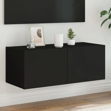 Wandmontierter TV-Schrank mit LED-Leuchten schwarz 80x35x31 cm von , TV-Möbel - Ref: Foro24-837283, Preis: 43,37 €, Rabatt: %
