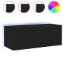 Wandmontierter TV-Schrank mit LED-Leuchten schwarz 80x35x31 cm von , TV-Möbel - Ref: Foro24-837283, Preis: 43,37 €, Rabatt: %